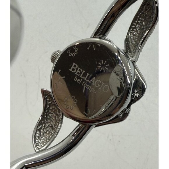 Bellagio BelTempo Fiori Floral Women Hidden Dial Bracelet Watch Silver Turquoise - Picture 3 of 9